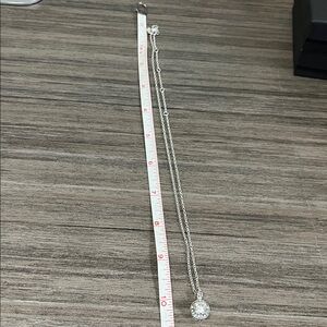 Premier Designs Silver Necklace with Crystal Pendant adjustable